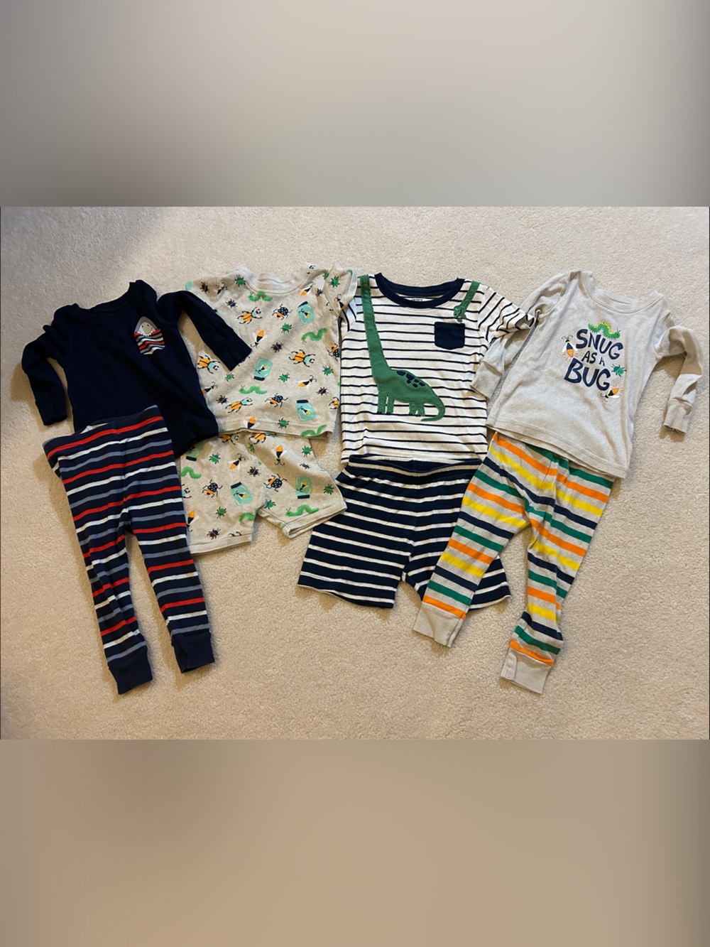 18-24 month Mixed Baby Pajama Set - Navy, Gray, Green & Striped